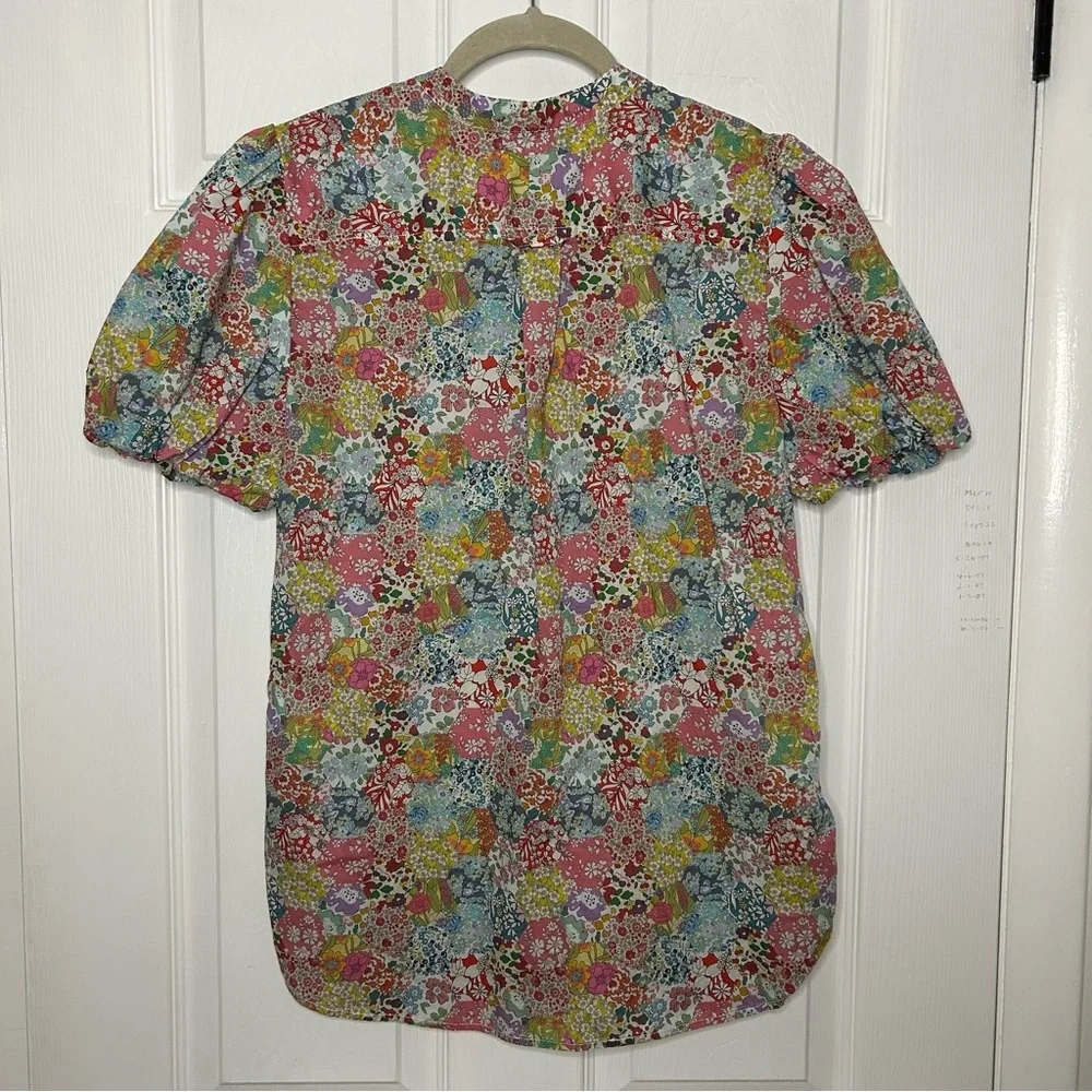 J Crew Classic Fit Short Puff Sleeve Top in Liberty Patchwork Dream Floral